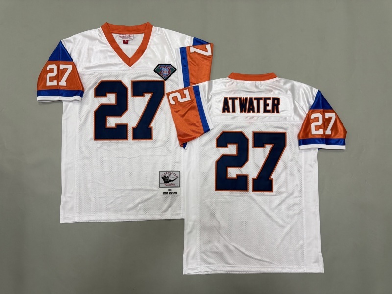 Men 2025 Denver Broncos #27 Atwater white Throwback Limited NFL Jersey style 001